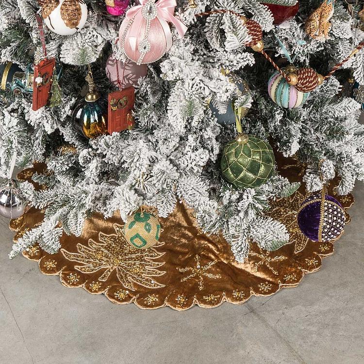 Золотой коврик-юбка под ёлку большой Christmas Tree Skirt Gold 120&nbsp;cm