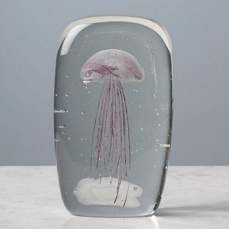 Пресс-папье Розовая медуза Rectangular Glass Paperweight Pink Jellyfish