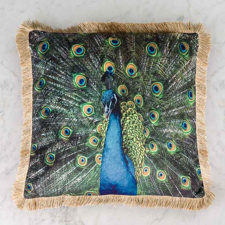 Cushion With Fringes Peacock