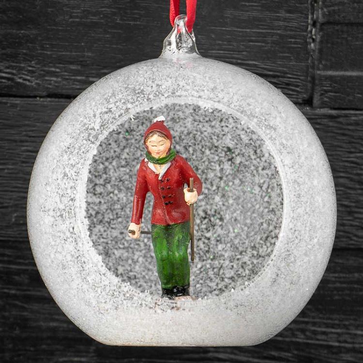 Ёлочный шар Рождественский Лыжник Xmas Ball Skier Figurine 10 cm