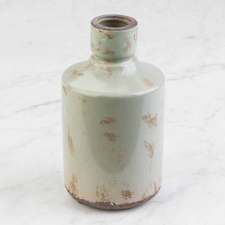 Высокая салатовая керамическая ваза Бутыль Bottle Vase Verdigris High