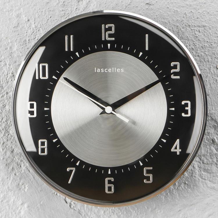 Чёрные настенные часы в стиле деко  Deco Domed Wall Clock Black