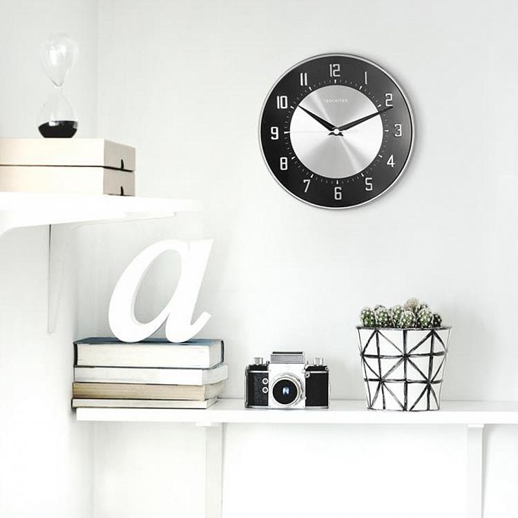 Чёрные настенные часы в стиле деко  Deco Domed Wall Clock Black