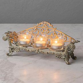 Glass Metal Antique 3 Votive On Sofa Chair Gold