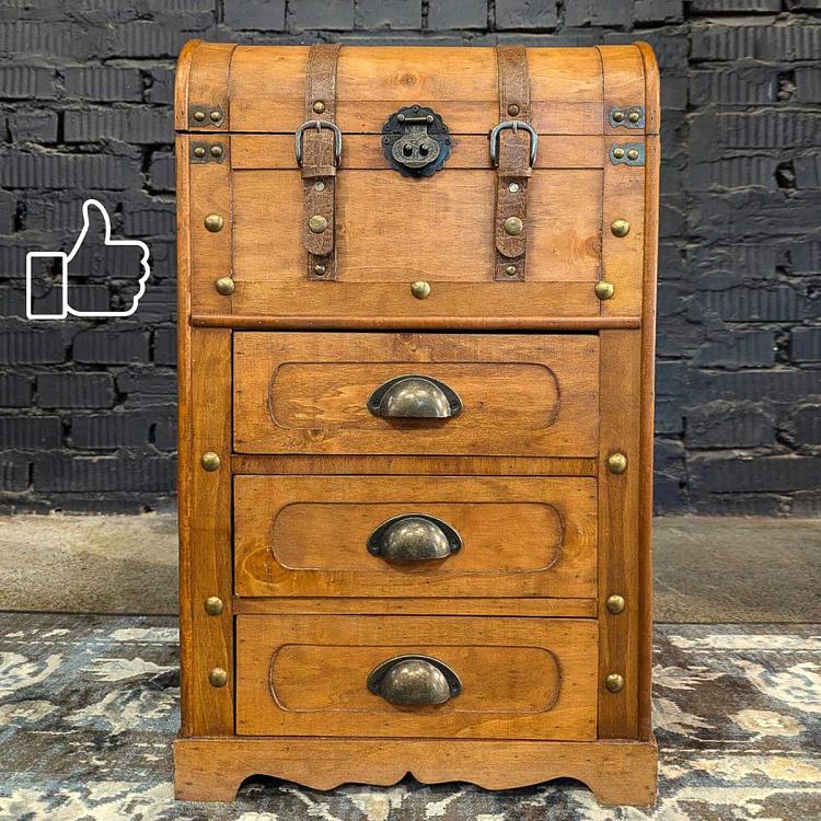 Деревянный комод-сундук с тремя ящиками дисконт Wood Chest Cabinet With Drawers Brown discount