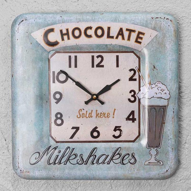 Квадратные жестяные настенные часы Шоколадные коктейли Square Tin Wall Clock Chocolate Milkshakes
