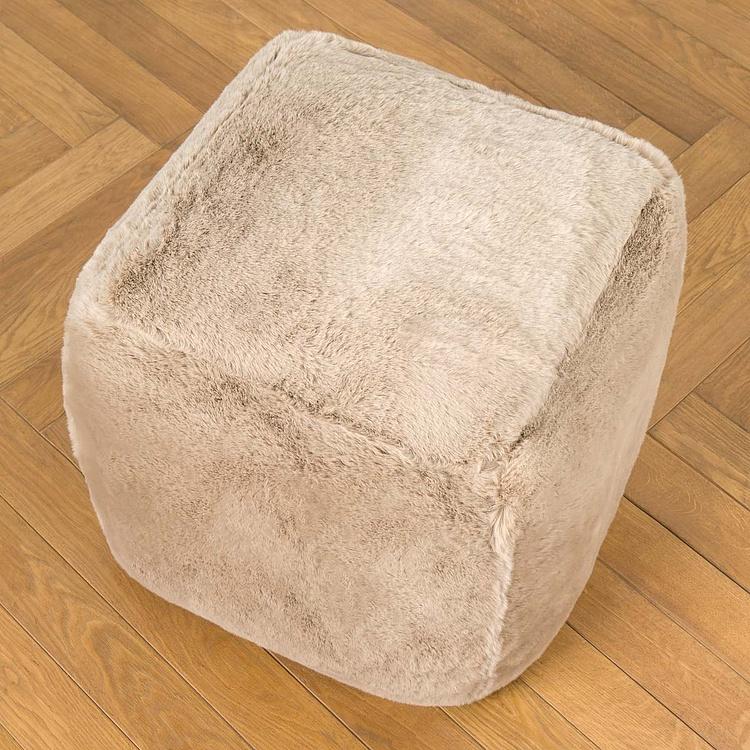 Пуфик Alaska Square Pouf Small искусственный мех Big Bear Pewter - ракурс 3
