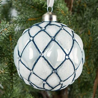 Mesh And Beads Ball Blue 8 cm