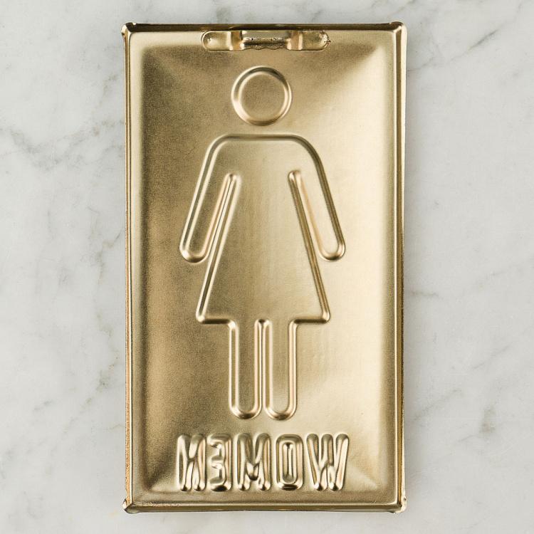 Металлическая табличка Женский туалет Brass Sign Women