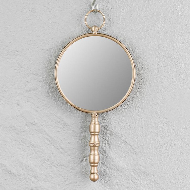 Настенное висящее на кольце зеркало серебряного цвета Hanging Silver Metal Mirror