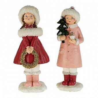 Набор из 2-х новогодних фигурок Set Of 2 Figures Holly And Eve Pink 20 cm