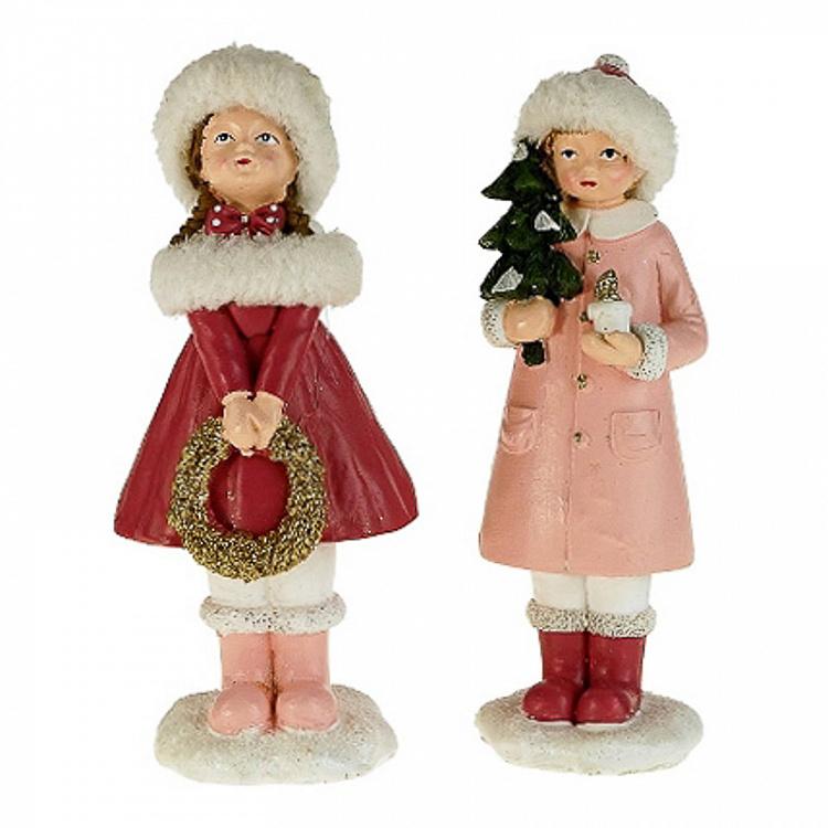Set Of 2 Figures Holly And Eve Pink 20 cm