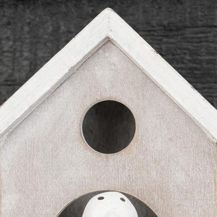 Крючок Скворечник с птичкой Hook Bird House Bleached Wood With Bird