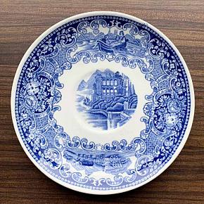 Vintage Plate Blue White Medium 14