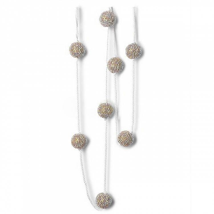 Гирлянда Белая из шаров со стразами Garland With Rhinestones Balls White 182 cm