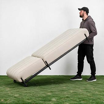 Садовый шезлонг-лежак Luna Lounger, Black акриловая ткань Light Stone - ракурс 8
