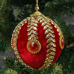 Red Ball With Gold And Stones 10 cm
