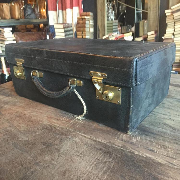 Винтажный чёрный кожаный чемодан 4 Vintage Black Leather Suitcase 4