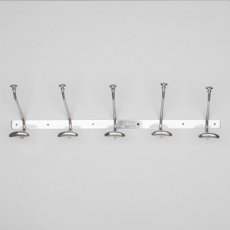 Пятиместная металлическая настенная вешалка Set Of 5 Hooks On Metal Strip