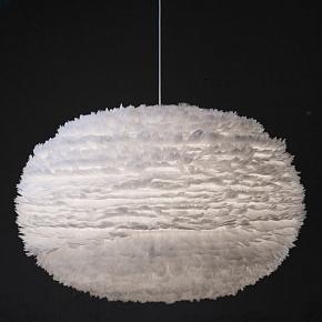 Eos Hanging Lamp White Feathers White Cord Extra Extra Large