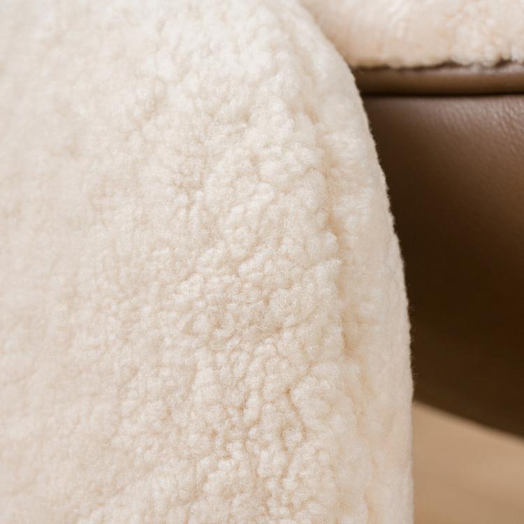 Кресло-яйцо белая овчина и кожа Eggchair White Sheep Skin And Leather Tenzing
