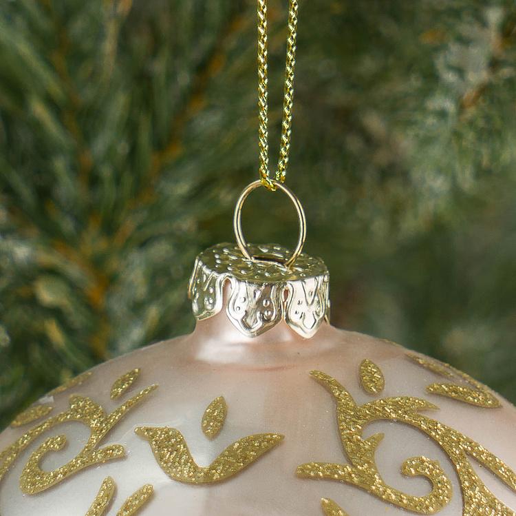 Стеклянная ёлочная игрушка Воздушный шар Glass Hot Air Balloon Gold Cream 16&nbsp;cm