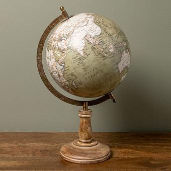 Глобус Vintage Green And Beige Globe On Burnt Stand