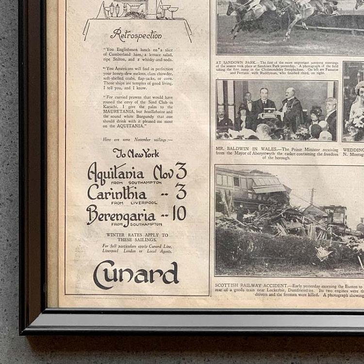 Винтажная газета в раме Таймс, 26 октября 1928 Vintage Times, Oct 26, 1928