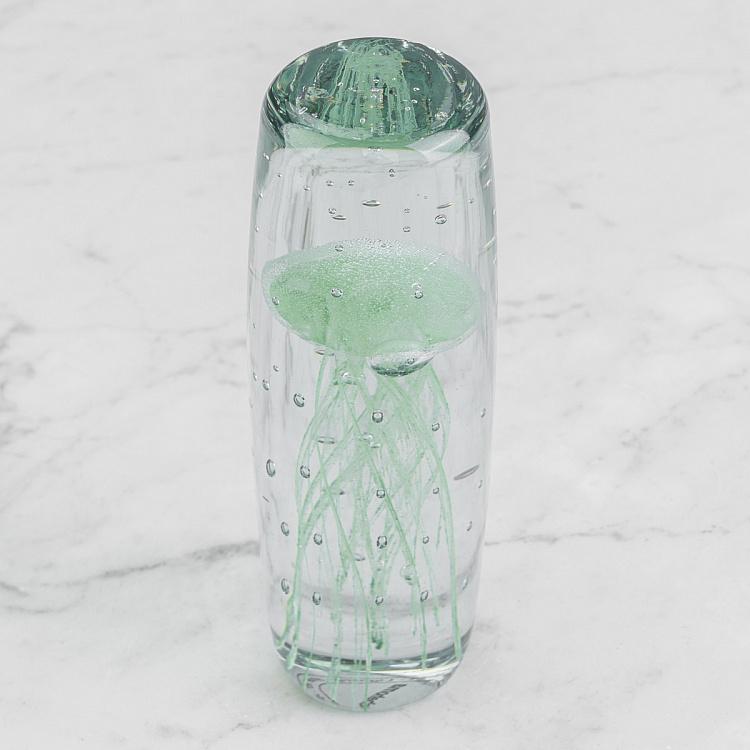 Пресс-папье Зелёная медуза Cylinder Glass Paperweight Green Jellyfish