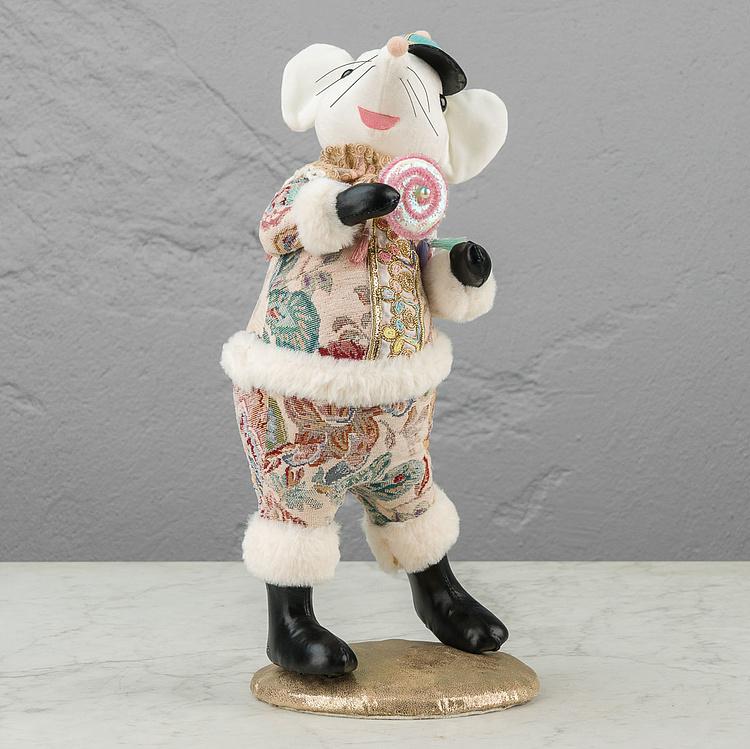 Статуэтка Мышка в костюме с цветочным узором и леденцом Floral Mouse With Suit And Lollipop