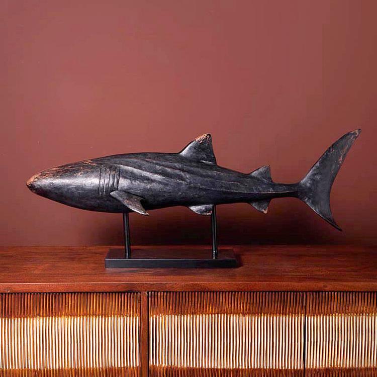 Black Shark On Metal Base Large