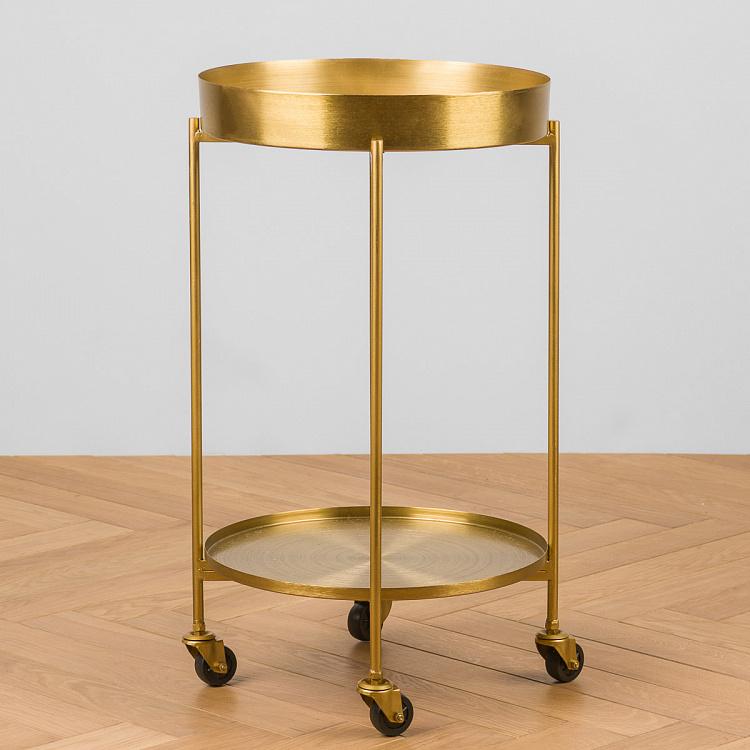 Барная сервировочная тележка золотого цвета Bar Trolley Gold