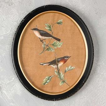 Картина-принт диптих Set Of 2 Oval Frames With Birds Philomene