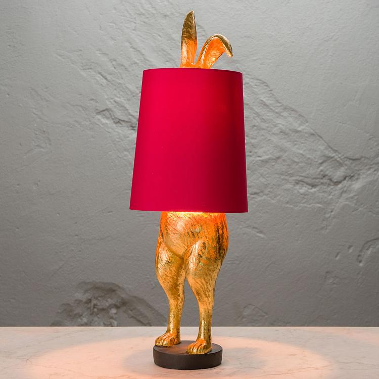 Настольная лампа Робкий кролик с розовым абажуром Table Lamp Hiding Bunny Pink