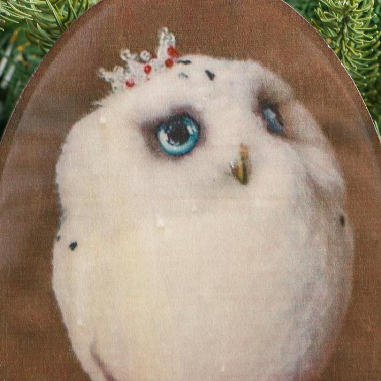 Деревянная ёлочная подвеска Сова Wooden Pendant With Owl 20 cm