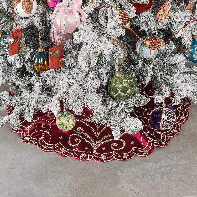 Бордовый коврик-юбка под ёлку большой Christmas Tree Skirt Burgundy 120&nbsp;cm