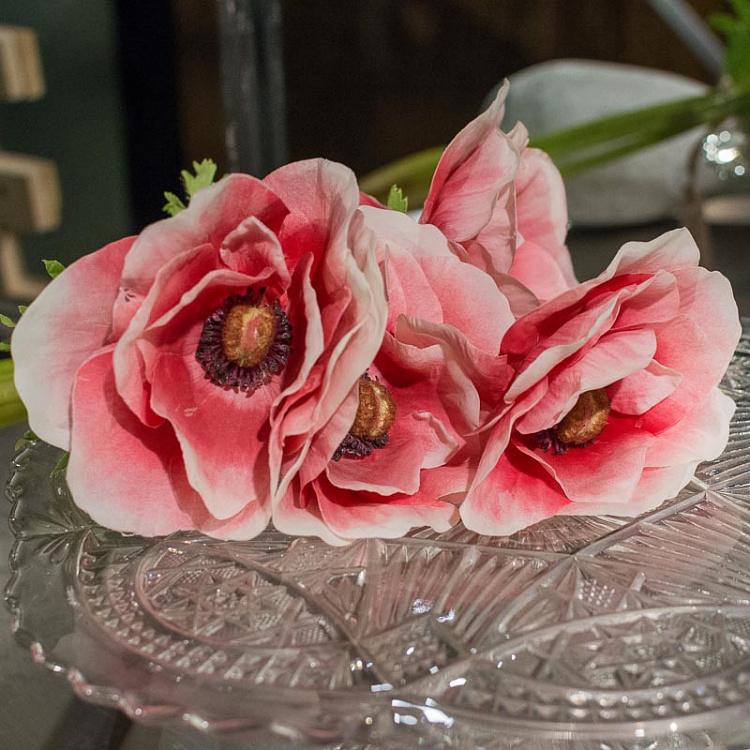 Искусственный цветок Розовая анемона, 55 см Anemone L. With Polybag Pink 55 cm
