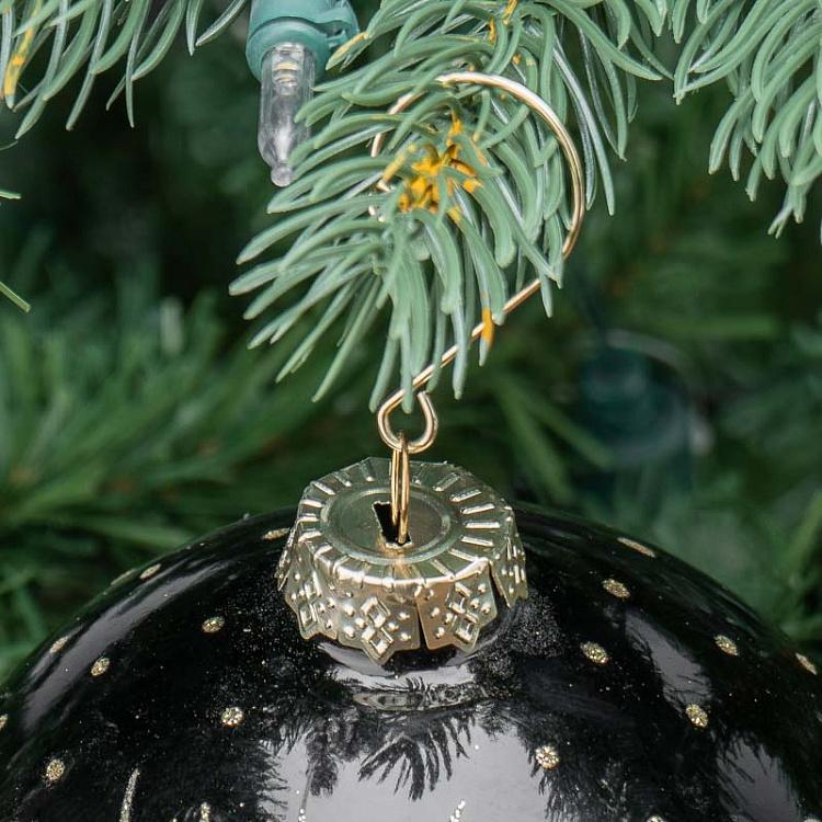 Черно-золотой ёлочный шар со стразами и пчелой Glass Jewel 3D Bee Ball Black/Gold 12 cm