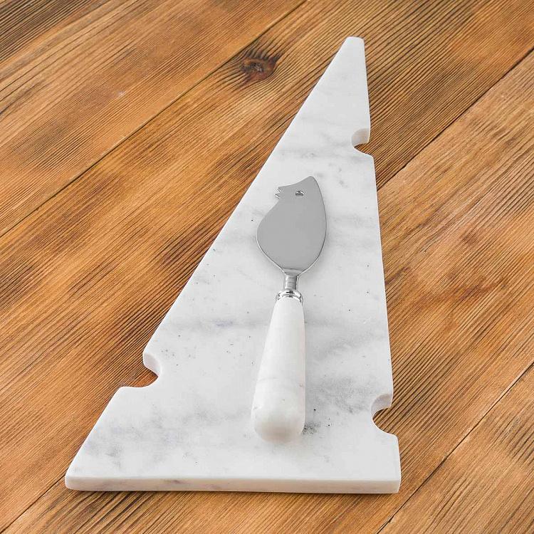 Набор для сыра Мышка и кусочек сыра Set Of 2 Items Marble Cheese Board And Mouse Knife