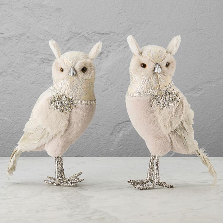 Новогодняя фигурка Сова с блёстками 2 Owl With Sparkles Head Left 34 cm