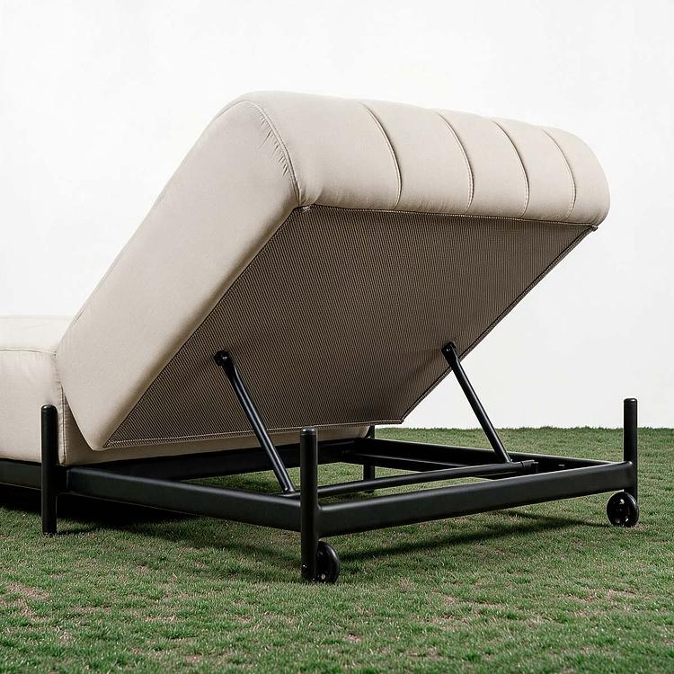 Садовый шезлонг-лежак Luna Lounger, Black акриловая ткань Light Stone - ракурс 7