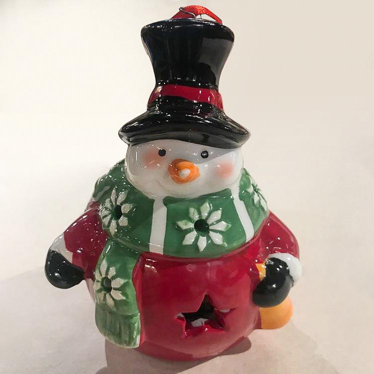 Ёлочная игрушка с лампочкой Снеговик дисконт1 Christmas Snowman With Lights 11 cm discount1