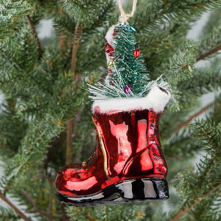 Ёлочная игрушка Ботинок с ёлочкой Boot With Christmas Tree 14 cm