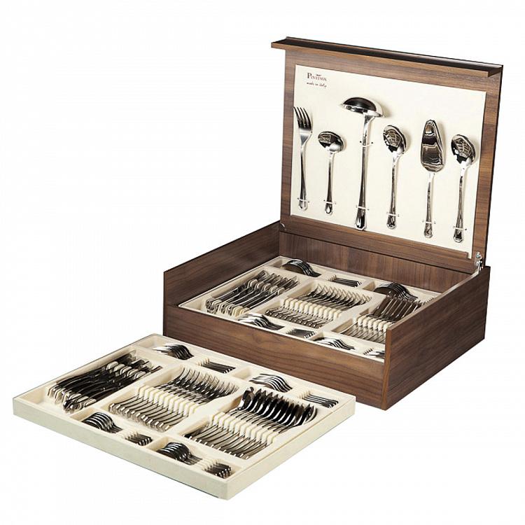 Набор Америка из 126 столовых приборов на 12 персон в деревянной коробке Set Of 126 Cutlery Pieces America Wooden Box