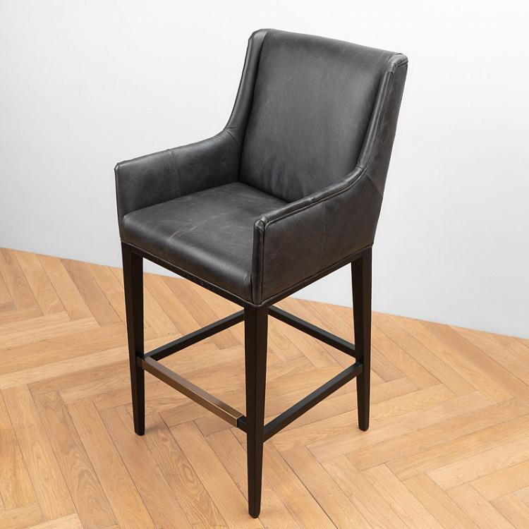 Барный стул с подлокотниками Маргарита, чёрные ножки Margarita Barstool With Arms, Oak Black