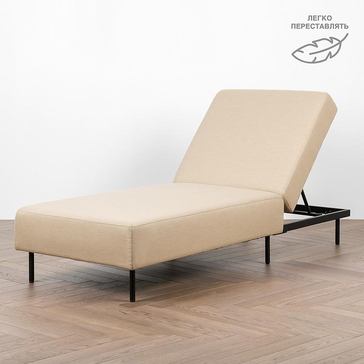 Садовый шезлонг-лежак Chic Lounger, Black акриловая ткань Heather Beige