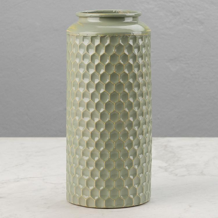 Green Grey Metal Vase