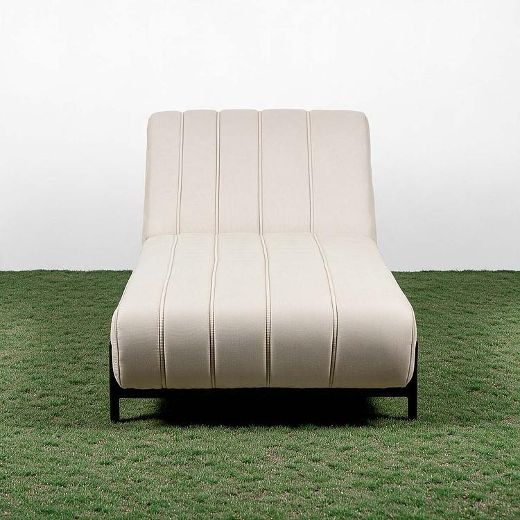 Садовый шезлонг-лежак Luna Lounger, Black акриловая ткань Light Stone - ракурс 2