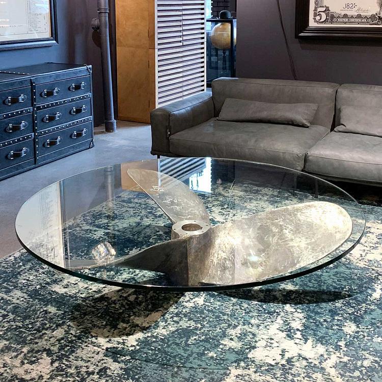 Круглый журнальный стол Джанк Арт из корабельного винта, L Junk Art Propeller Round Coffee Table Large