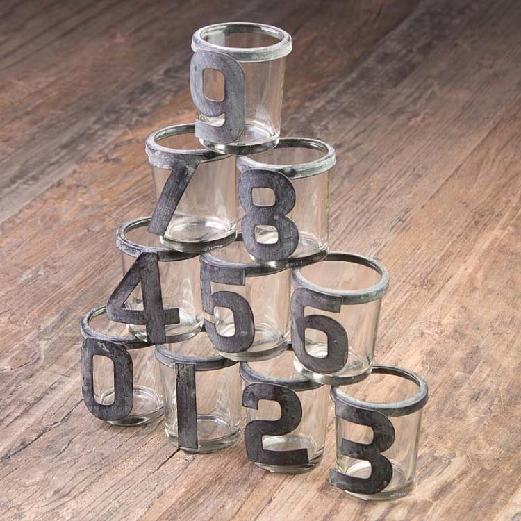 Набор из десяти подсвечников с цифрами от 0 до 9 Set Of 10 Votives Number 0 To 9